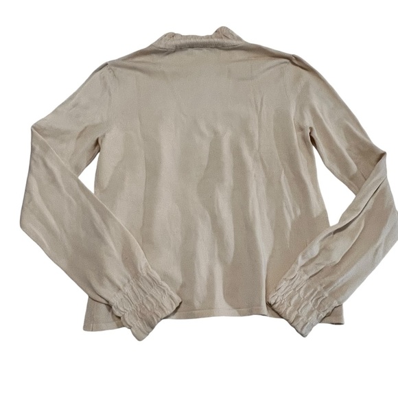 White + Warren Silk Blend Mock Neck Pullover Longsleeve Top Cream Medium - Picture 12 of 16